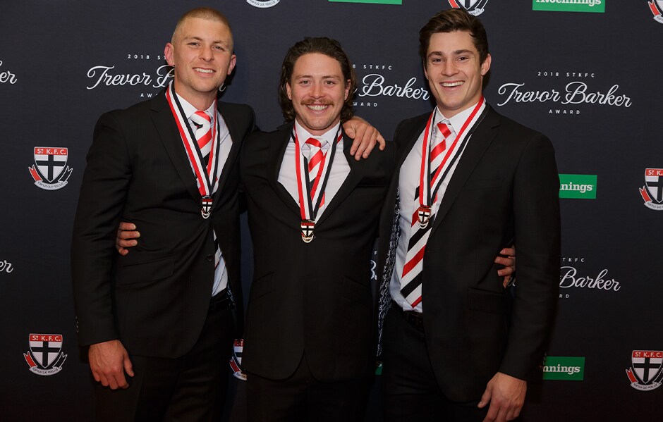 Seb Ross, Jack Steven and Jack Steele rounded out the top-three of last year's Trevor Barker Award. - St Kilda Saints,Rowan Marshall,Sebastian Ross,Jack Steele,Jack Billings,Jade Gresham,Tim Membrey,Shane Savage,Callum Wilkie,Luke Dunstan,Josh Bruce